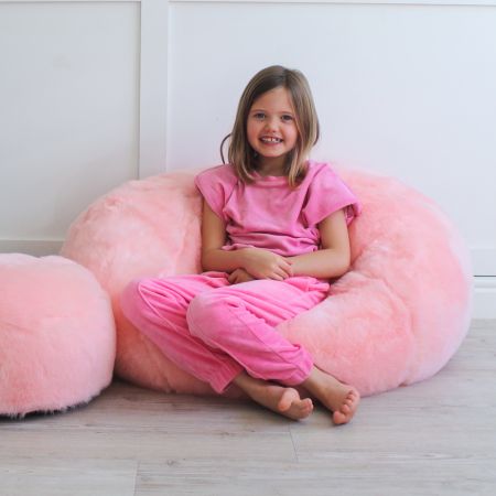 Mini-Slouch Faux Fur Bean Bag - Pink with Inner