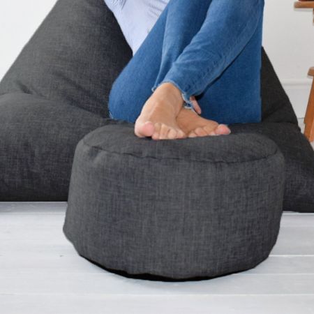 Bigger and Better Barley Round Footstool - Charcoal