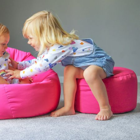 Kids Bean Bag Stool - Indoor/Outdoor - Cerise Pink