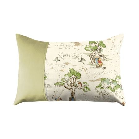 Disney - Hundred Acre Woods & Sage Green Cotton Cut Off Cushion - 50cmx30cm
