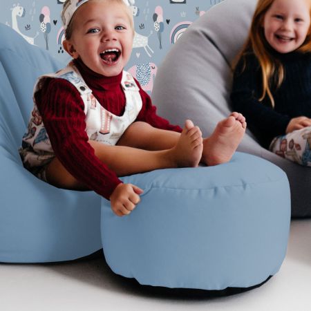 Kids beanbag stool in Dusk Blue