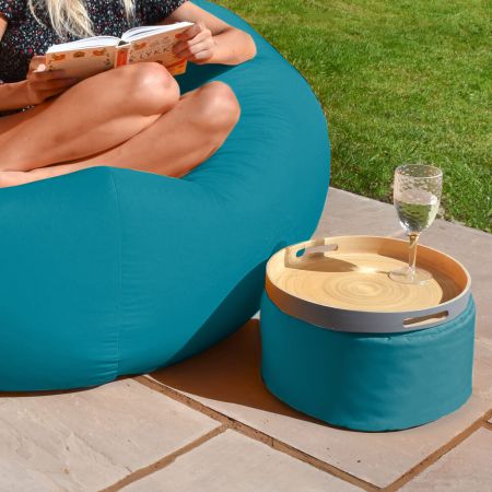 Bigger and Better Indoor/Outdoor Round Turquoise Footstool