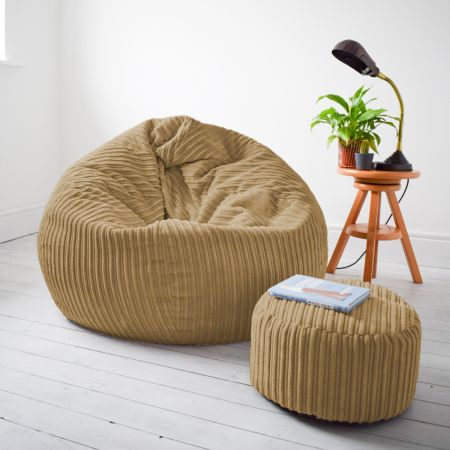 Slouchbag™ Bean Bag  - Jumbo Cord-Caramel Add Matching Footstool