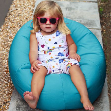 Small Kids Indoor/Outdoor Beanbag in Turquoise
