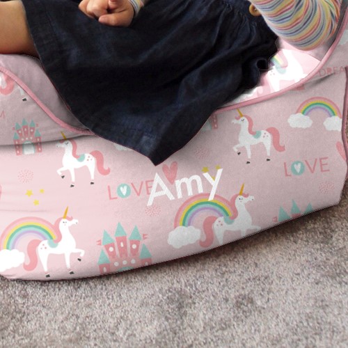 Child Lay on Bean Bag Chair