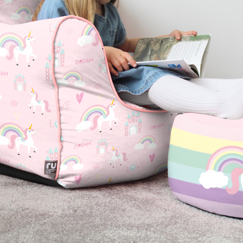 Unicorn Castle Chair Close With Footstool Bean Bag